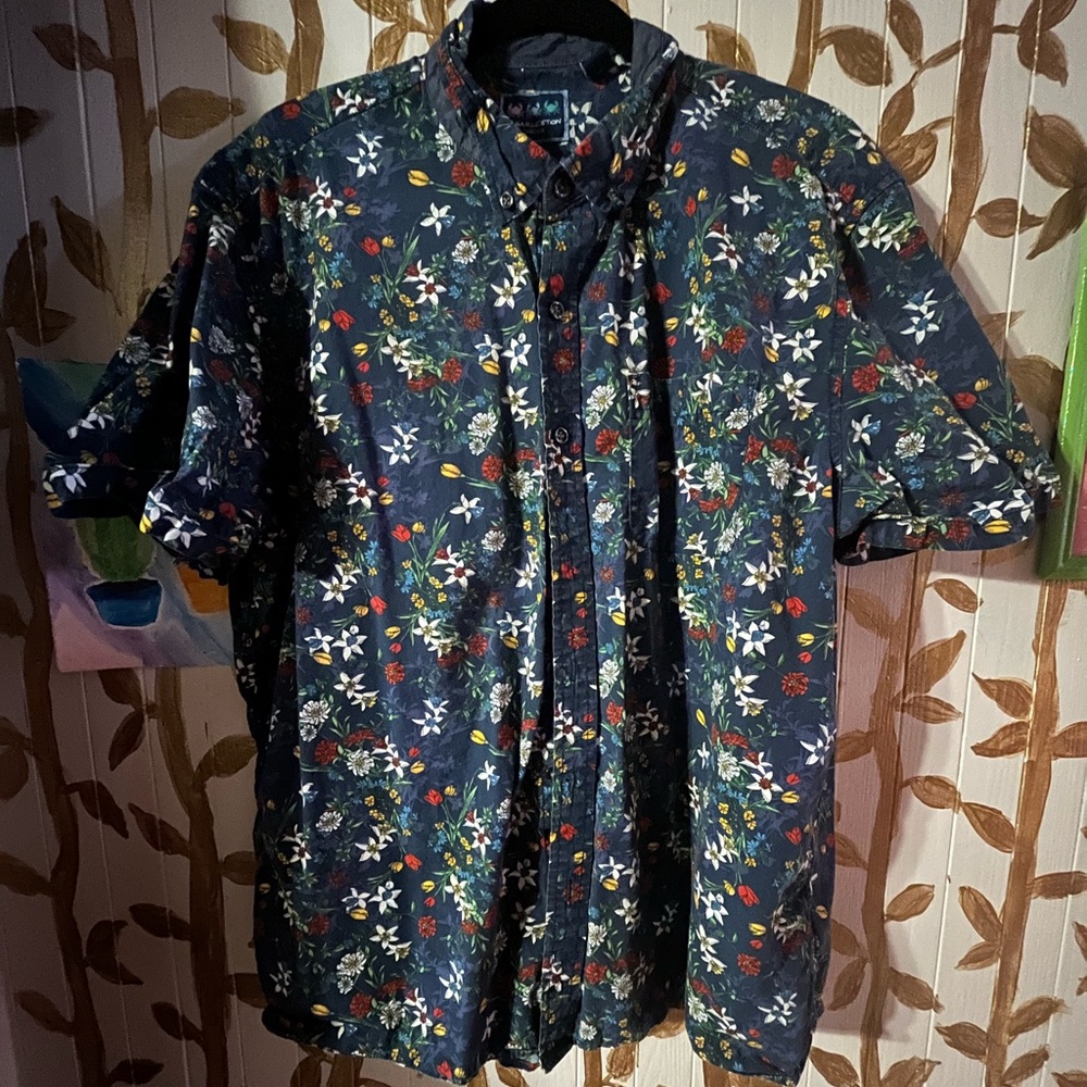 Navy Floral Men's Casual Shirt